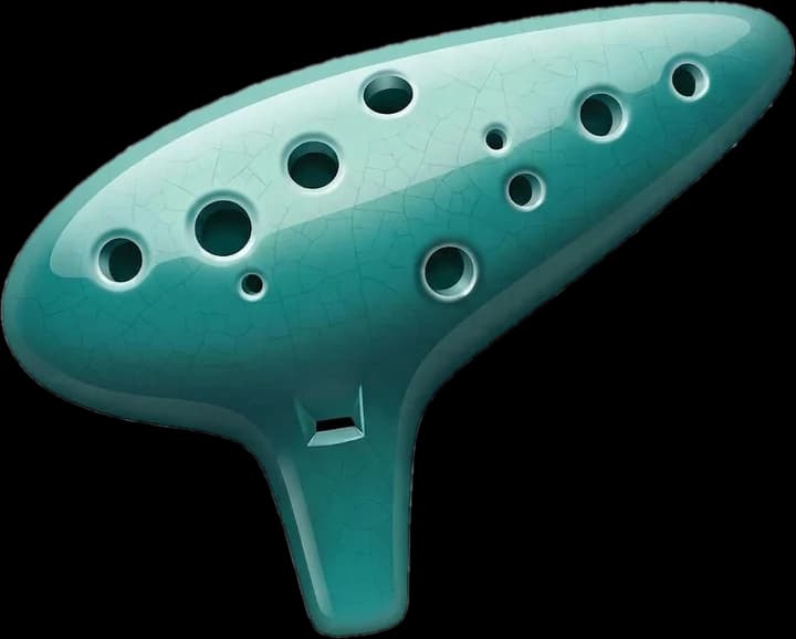 A teal 12-hole alto C ocarina
